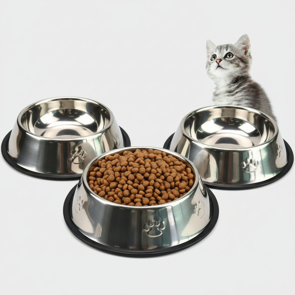 Pet Dog Cat Thick Stainless Steel Non-slip Feeding Bowl