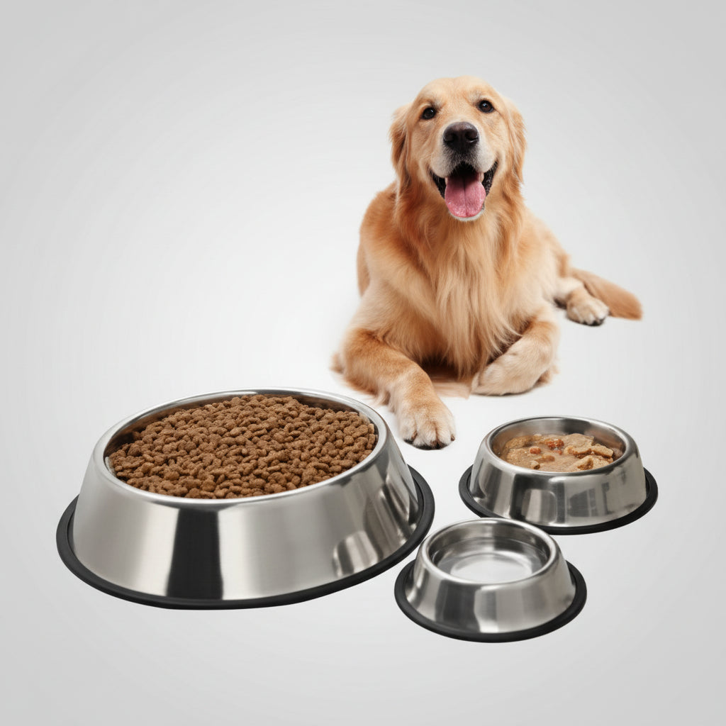 Pet Dog Cat Thick Stainless Steel Non-slip Feeding Bowl