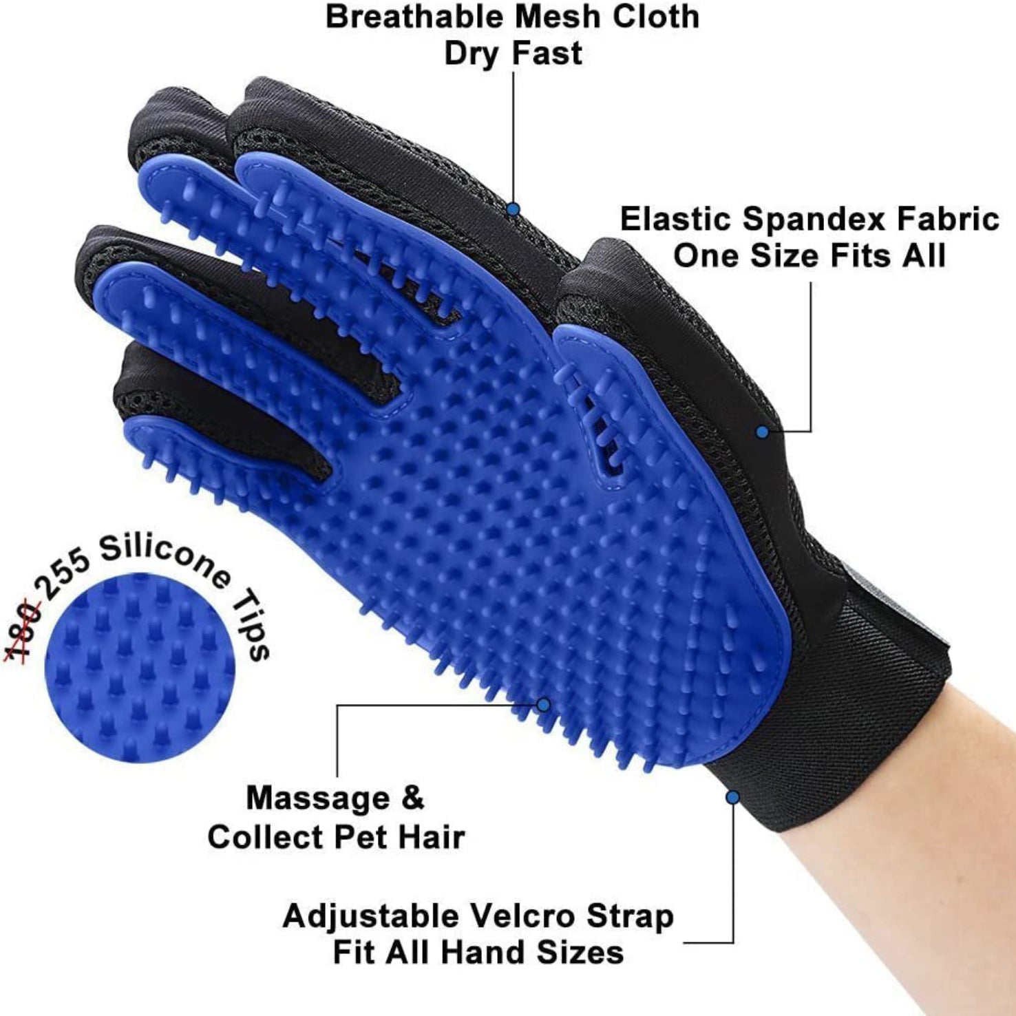 Pet Grooming Gloves for Dogs & Cats – Hair Remover & Massage Glove